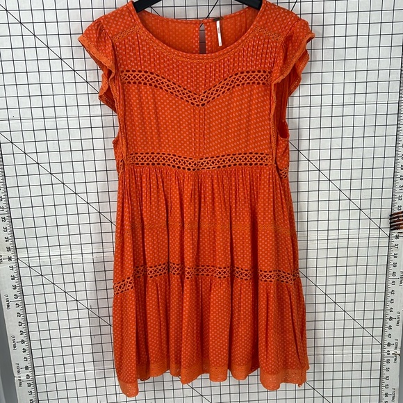 Free People Dresses & Skirts - Free People Retro Kitty Crochet Trim Dress Tangerine Orange Small S